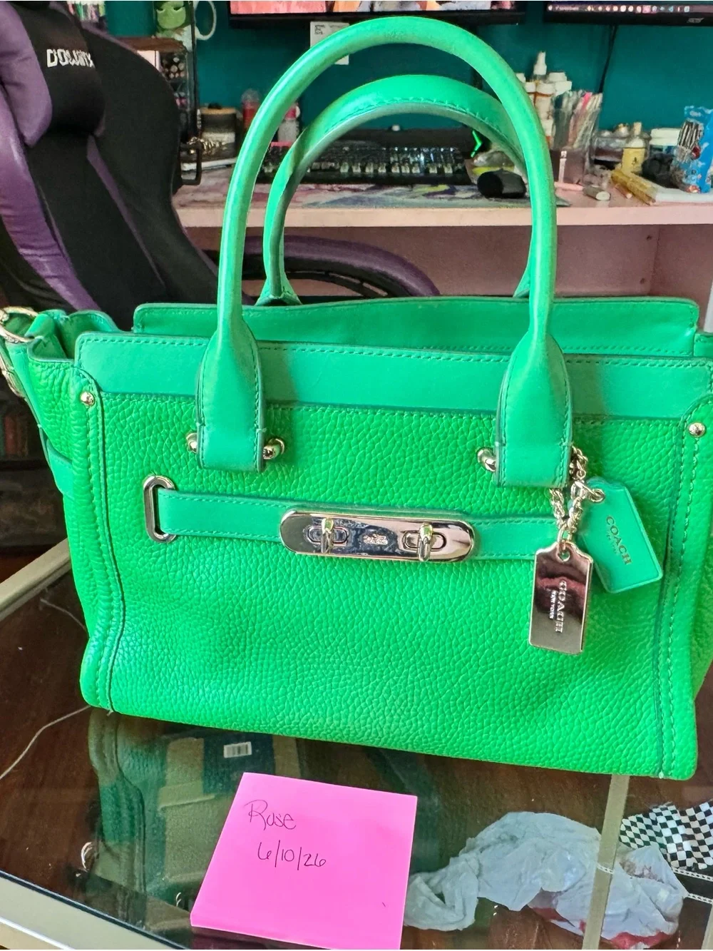 Coach Kelly Green Swagger Carryall